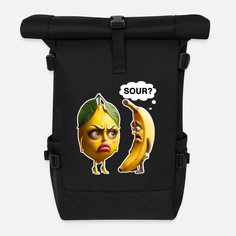 Zitrone vs Banane: Streit im Obstkorb - Rolltop Rucksack - Schwarz