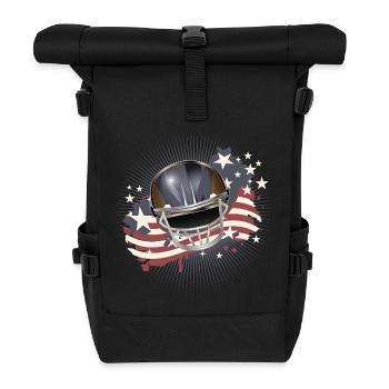 Casque de football avec drapeau des États-Unis aux couleurs vintage - Sac à dos roll top - noir - Devant