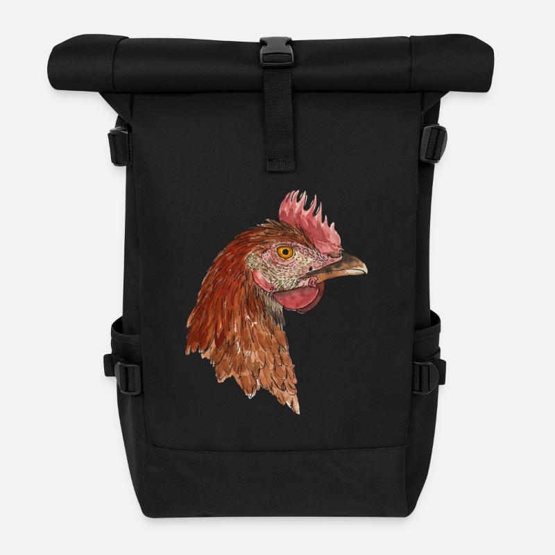 Huhn Henne Rhode Island Red Bauer Landwirt Farmer - Rolltop Rucksack - Schwarz