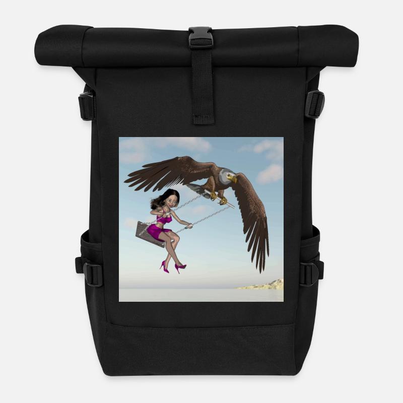 Schwingen am Himmel. - Rolltop Rucksack - Schwarz