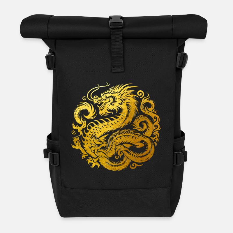 Chinesisches Drachen-Tattoo - Rolltop Rucksack - Schwarz