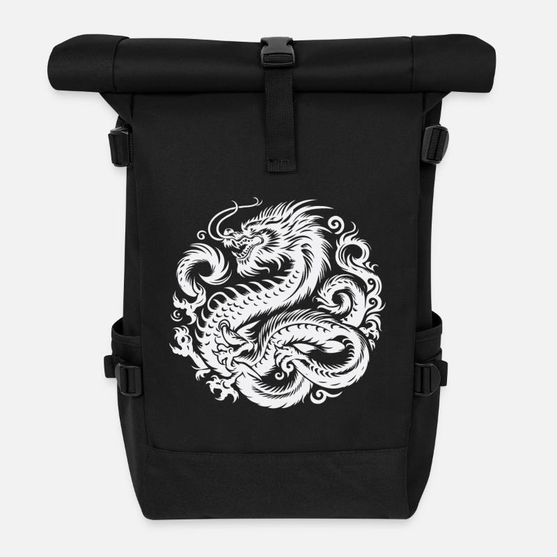 Chinesisches Drachen-Tattoo - Rolltop Rucksack - Schwarz