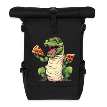 T-Rex Pizza Lover Dinosaur - Roll Top Backpack - black - Front