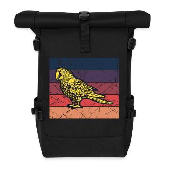 Haustier Tropisch Urwald Vogel Tier Papagei Zoo - Rolltop Rucksack - Schwarz - Vorne