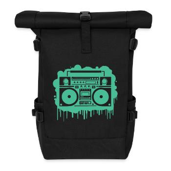 Cyan Ghettoblaster (durchsichtig) - Rolltop Rucksack - Schwarz - Vorne