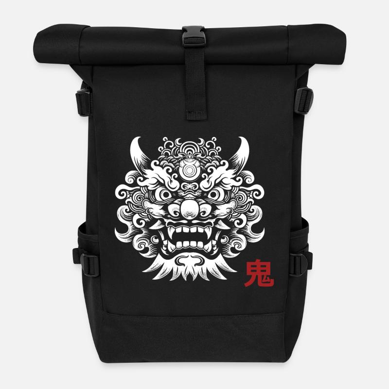 Oni, Japanese Demon - Roll Top Backpack - black