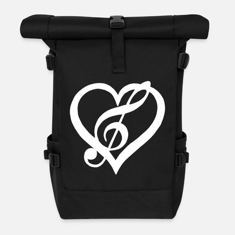 Musik im Herzen (Weiß) - Rolltop Rucksack - Schwarz
