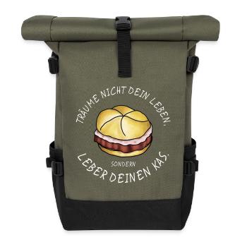 träume nicht dein leben sondern leber deinen Kas - Rolltop Rucksack - Olive/Schwarz - Vorne