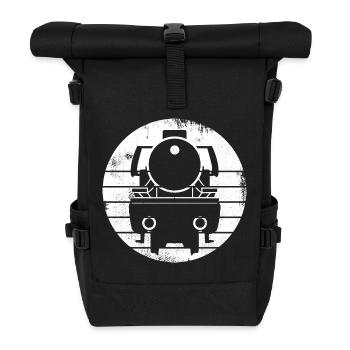 Dampflokomotive Zeichnung - Rolltop Rucksack - Schwarz - Vorne