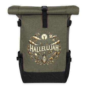 Hallelujah Circle Ornament Rays of Light - Roll Top Backpack - olive/black - Front