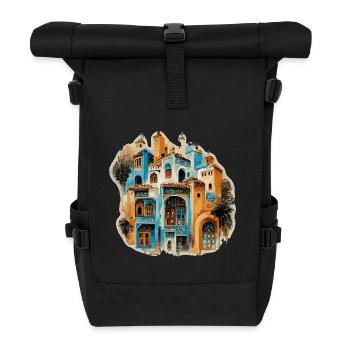Enchanting Moorish building in blue tones - Roll Top Backpack - black - Front