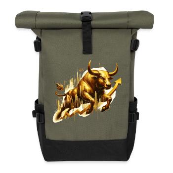 Taureau Bull Stocks Or Doré Wall Street Cadeau - Sac à dos roll top - olive/noir - Devant
