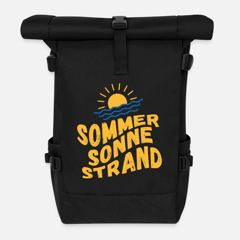 Sommer Sonne Strand und Meer - Rolltop Rucksack - Schwarz