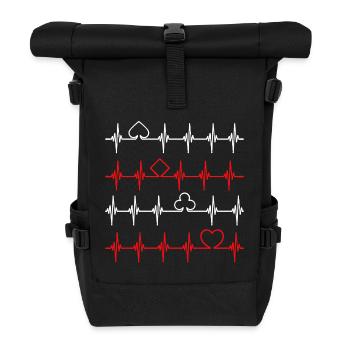 Profispieler Casino Zocken Poker Glücksspiel - Rolltop Rucksack - Schwarz - Vorne