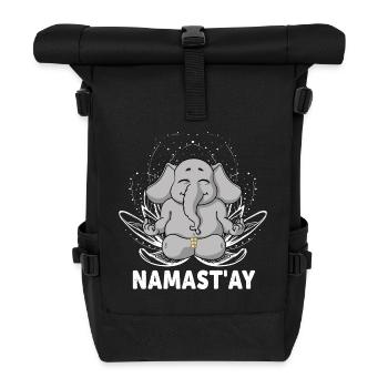 Funny Namaste Yoga Elephant - Roll Top Backpack - black - Front