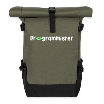 Programmeur, Geek, Script, Code, Nerd - Sac à dos roll top - olive/noir - Devant
