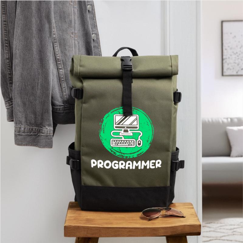 Computer Developer Programmer Computer Geek Roll Top Backpack