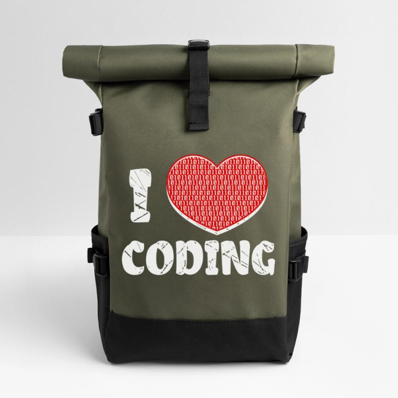 Developer Herz Coden Statement Programmierer Rolltop Rucksack