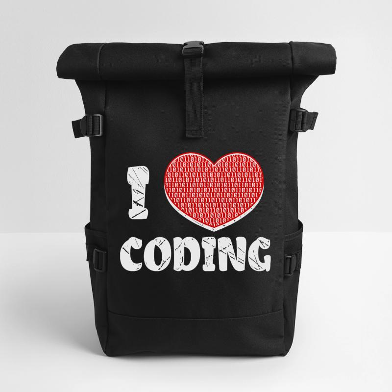 Developer Heart Coding Statement Programmer Roll Top Backpack
