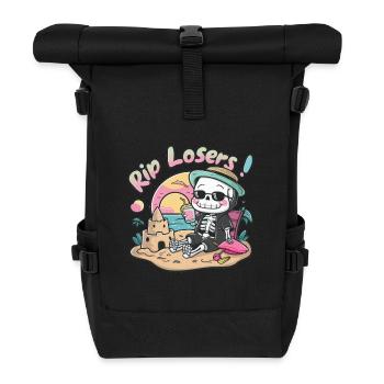 Drôle de squelette sur la plage – RIP Losers Design - Sac à dos roll top - noir - Devant