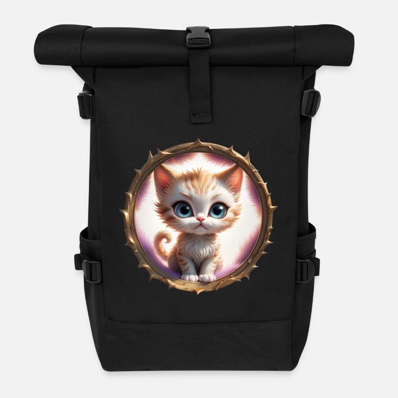 Kätzchen im Stachelring - Rolltop Rucksack - Schwarz