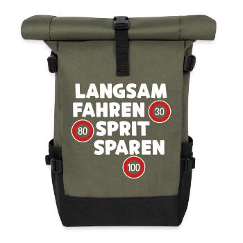 Gas Station Energy Refueling Statement Electricity Drive - Roll Top Backpack - olive/black - Front