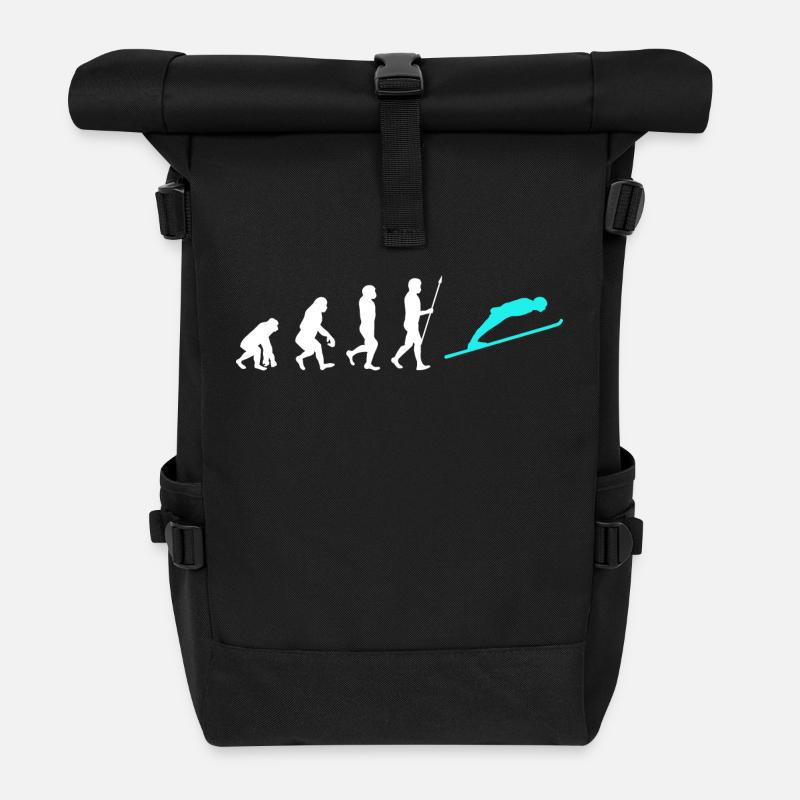 Schifahren Wintersport Evolution Skifahrer Winter - Rolltop Rucksack - Schwarz