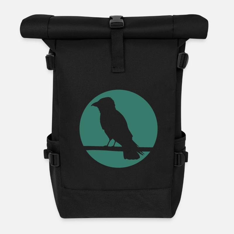 Corbeau sur une branche - Sac à dos roll top - noir