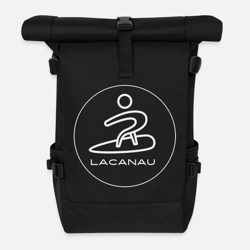 Lacanu Surf et Soleil Design abstrait - Sac à dos roll top - noir