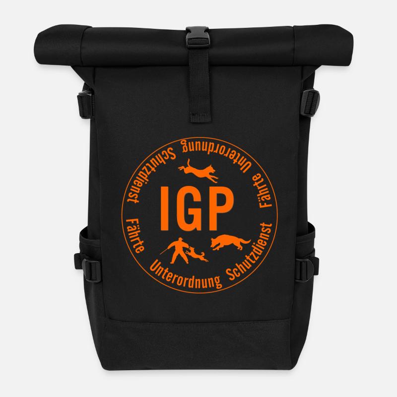 IGP Hundesport - rund, orange - Rolltop Rucksack - Schwarz