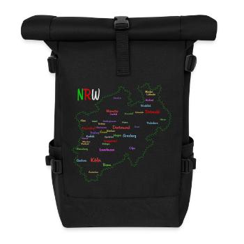 Lustige NRW Karte - Rolltop Rucksack - Schwarz - Vorne