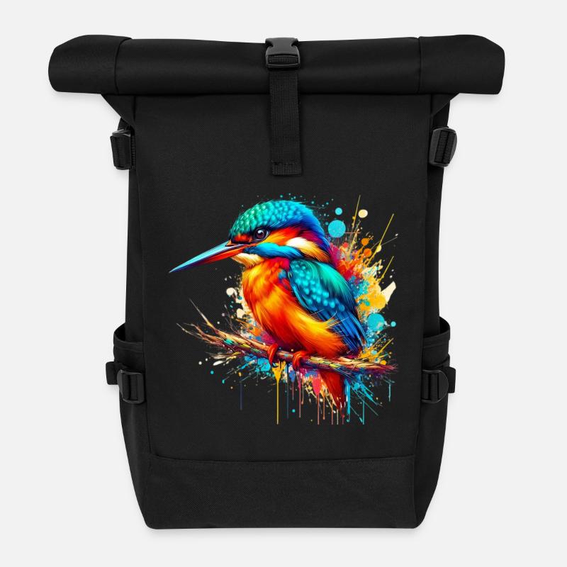 Eisvogel - Rolltop Rucksack - Schwarz