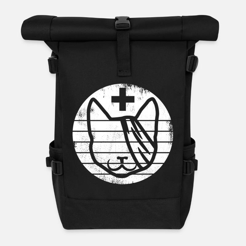 Erste Hilfe für Katzen - Rolltop Rucksack - Schwarz