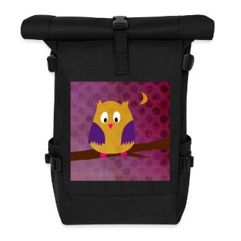 Owl Eagle Owl Poster Dots Forest Violet Kids - Roll Top Backpack - black - Front