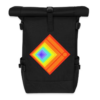 Geometrische Farbenspiele und Muster - Rolltop Rucksack - Schwarz - Vorne