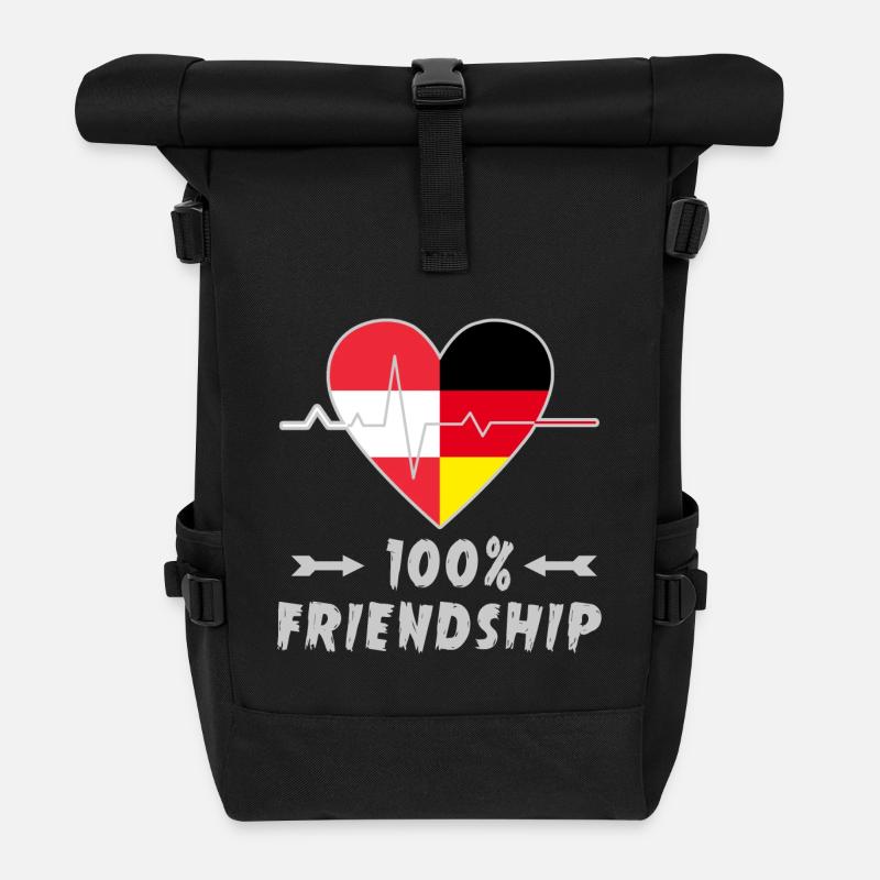 Österreich und Deutschland 100% Freundschaft - Rolltop Rucksack - Schwarz
