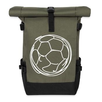 Fußball Zeichnung - Rolltop Rucksack - Olive/Schwarz - Vorne