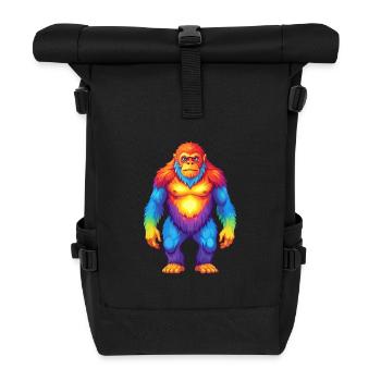 Big Foot Bunte Kawaii Cartoon Figur Clipart - Rolltop Rucksack - Schwarz - Vorne