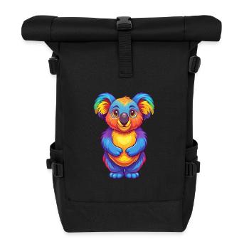 Koala Bunte Kawaii Cartoon Figur Clipart - Rolltop Rucksack - Schwarz - Vorne