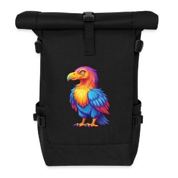Condor Colorful Kawaii Cartoon Character Bird - Roll Top Backpack - black - Front