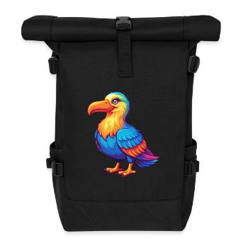 Albatross Colorful Kawaii Cartoon Character Bird - Roll Top Backpack - black - Front