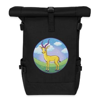 Impala Niedliche Kawaii Cartoon Clipart Tier Haustier - Rolltop Rucksack - Schwarz - Vorne