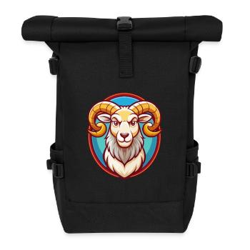 Ram Niedlich Lustig Kawaii Cartoon Clipart Tier Haustier - Rolltop Rucksack - Schwarz - Vorne