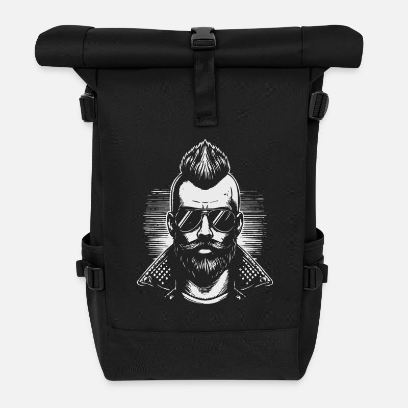 Punk rocker avec lunettes de soleil - Sac à dos roll top - noir