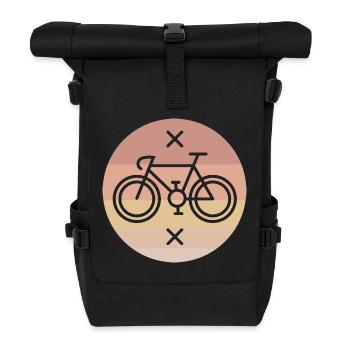retro road bike gravel vintage lines single speed - Roll Top Backpack - black - Front