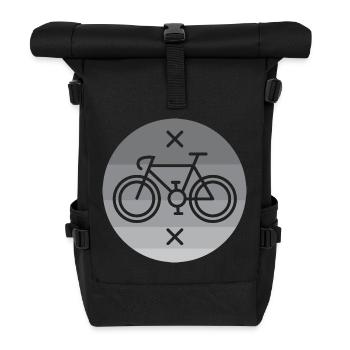 Fahrrad Rennrad Linien Emblem Logo Gravel Fixie - Rolltop Rucksack - Schwarz - Vorne