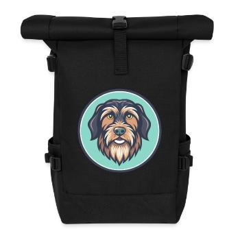 Wirehaired Pointing Griffon Dog Breed Cartoon Pet - Roll Top Backpack - black - Front