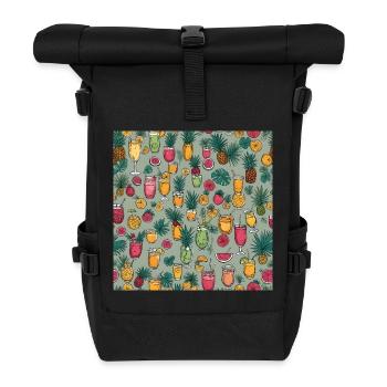 Tropisches Drinkmuster - Rolltop Rucksack - Schwarz - Vorne