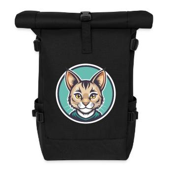 Pixie Bob Cat Breed Cartoon Kawaii Animal Pet - Roll Top Backpack - black - Front