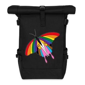 Pride LGBTQ+ Butterfly Diversity colorful free - Roll Top Backpack - black - Front